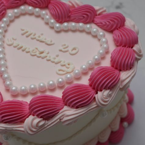 Miss 20 Something ✨🩷 - Cake Details - Size: Mini 6” (2 layers) serves ~4-6 Add-ons: Pearls (edible) #emmacakes #emmacakesseattle #customcakesseattle #seattlecakes #seattle #weddingcakesseattle #seattlebakery #heartcake Ms 20 Something Cake, Miss 20 Something Cake, 20 Something Cake, 20 Something, Cake Inspo, Heart Cake, Pink Vibes, Baking Ideas, Add Ons