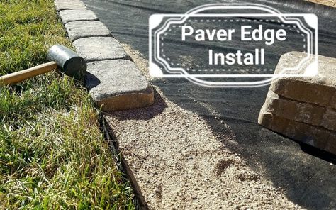 Installing a Paver Edge - This Homemade Home Mowing Strip, Landscape Edging Stone, Concrete Garden Edging, Outdoor Patio Pavers, Driveway Edging, Paver Edging, Brick Garden Edging, Stone Edging, Landscape Pavers