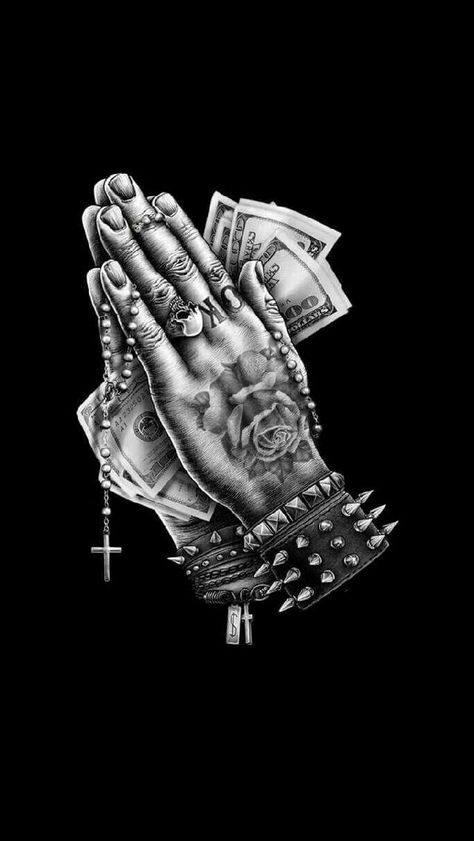 Money Logo Black, Praying Hands Tattoo Design, Sleeve Tattoos For Guys, Half Sleeve Tattoos, Money Logo, Money Tattoo, Chicano Style Tattoo, Iphone Wallpaper For Guys, Half Sleeve Tattoos For Guys