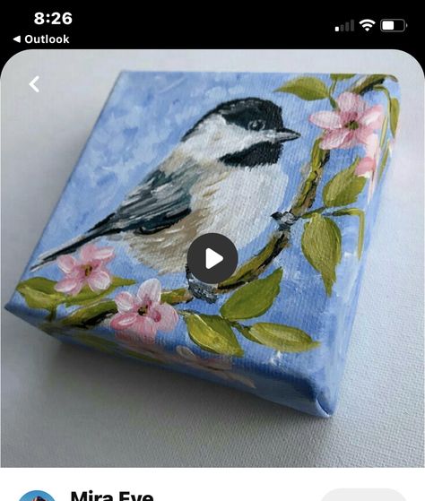 Bird Painting Acrylic, Mini Toile, Art Interior Design, Arte Van Gogh, Small Canvas Paintings, Art Painting Gallery, Bird Painting, Small Canvas Art, Art Interior