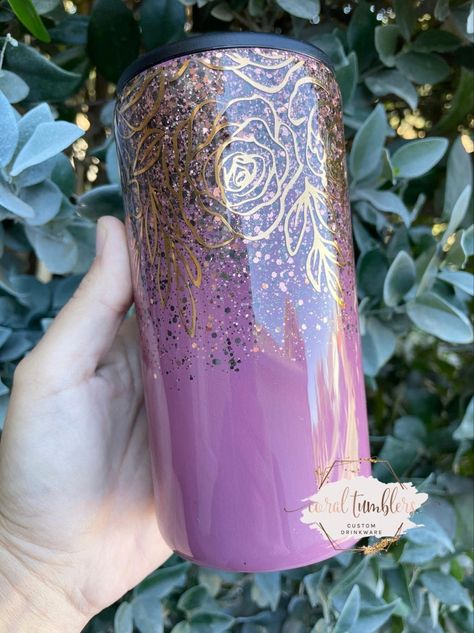 Spring Tumblers, Spring Tumbler Ideas, Flower Epoxy Tumbler, Flower Glitter Tumbler, Purple Glitter Tumbler Ideas, Purple Glitter Sunflower Tumbler, Laser Signs, Lilac Purple Tumbler, Lavendar Glitter Tumbler