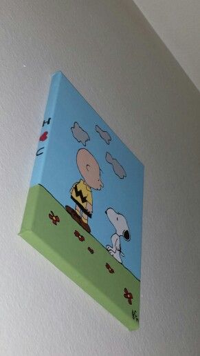 Charlie Brown And Snoopy Painting, Snoopy Painting Ideas, Snoopy Canvas Painting, Snoopy Paintings On Canvas, Charlie Brown Painting, Peanuts Painting, Snoopy Painting, Movie Paintings, Disney Canvas Paintings