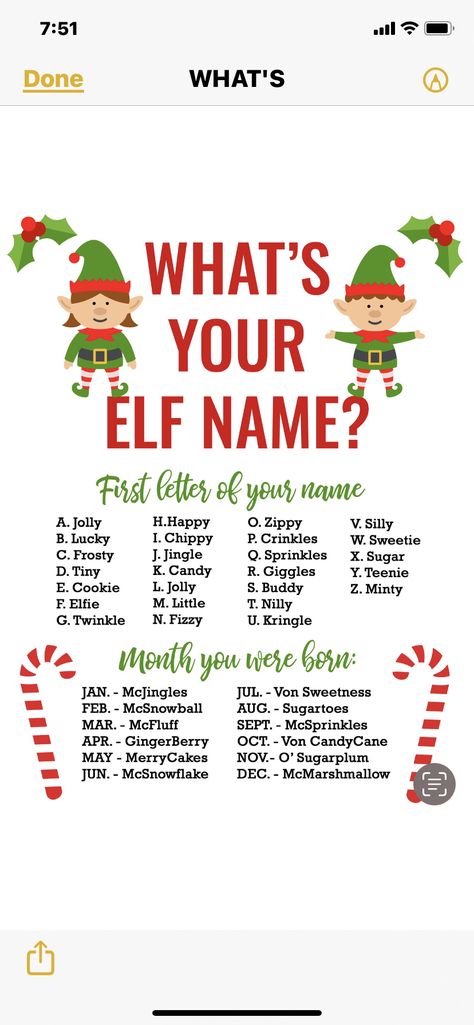 Elf Movie Party, Good Elf Names, Christmas Elf Names, Whats Your Elf Name, Elf Names, Grinch Christmas Party, Fun Christmas Party Games, Christmas Games For Family, Holiday Party Games