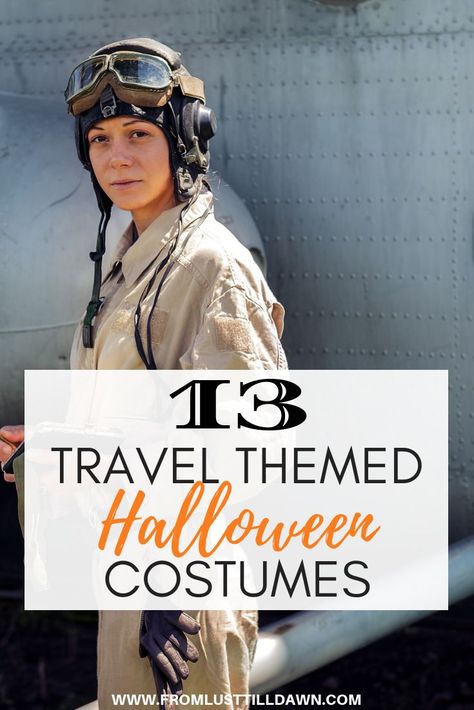 Looking  for a travel themed costume? Check out 13 of our travel theme party costume ideas. PIN THIS FOR LATER. #halloweencostume #travelthemedhalloweencostume #halloween #partycostume #travelhalloweencostume #travelcostume via @lusttilldawn Party Costume Ideas, Travel Theme Party, Theme Party Costume, Dress Up Ideas, Around The World Theme, Themed Halloween Costumes, Travel Party Theme, Halloween Travel, Travel Movies