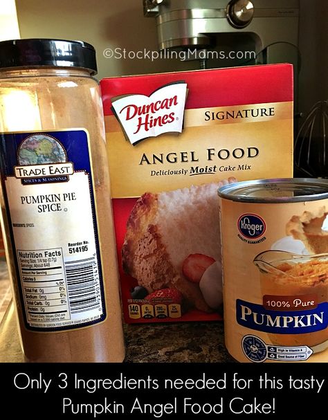 This easy dessert recipe for Pumpkin Angel Food Cake is so yummy with only 3 ingredients! Angel Food Cake Pumpkin, Pumpkin Angel Food Cake Recipe, Angel Desserts, Fall Eating, Pumpkin Angel Food Cake, Angel Food Cake Desserts, Pineapple Angel Food, Pumpkin Boo, Easy Cakes To Make