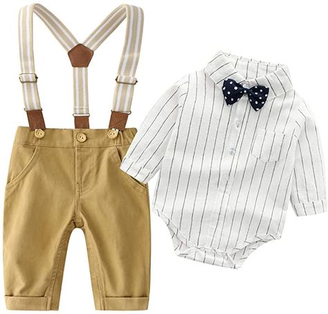 Outfits With Suspenders, Best Baby Clothes, Baby Clothes Boy, Plaid Jumpsuit, Gentleman Outfit, Kids Aesthetic, Strap Pants, Autumn Sleeve, Baby Boy Clothes Newborn