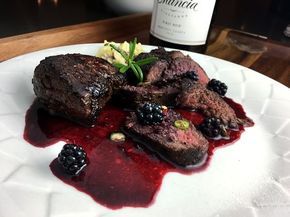 Elk Steak Medallions with Blackberry Red Wine Sauce | Wild Game Recipes | NevadaFoodies | Elk, Antelope and Venison Recipes Steak Medallions, Elk Meat Recipes, Blueberry Reduction, Cooking Venison Steaks, Elk Steak, Reduction Sauce, Elk Recipes, Blackberry Wine, Berry Sauce