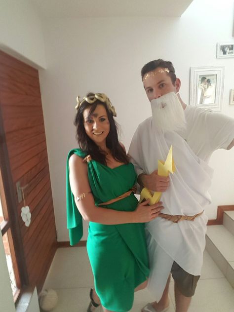 Medusa and zeus costumes Zeus Costume, Couples Costume, Couples Costumes, Halloween Costumes, Easter, Halloween