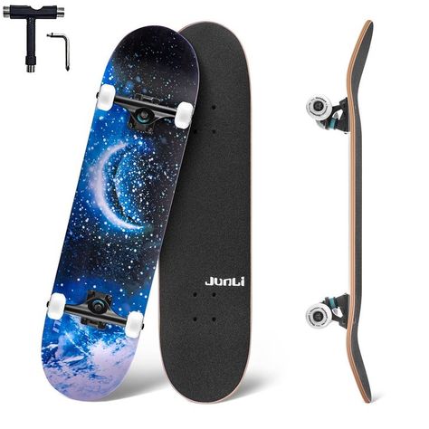 Junli Skateboards 32 x 8 Inch Complete Skateboards for Adults Teens and Kids, 7 Layer Canadian Maple Skateboards for Beginners, Double Kick Concave Skate Board and Tricks Skateboards Skateboards For Beginners, Deck Upgrade, Caster Board, Kids Skateboarding, Anime Kitten, Longboard Skateboard, 7 Layer, Skate Decks, Canadian Maple