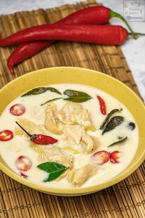 So deliciously good, this Tom Khai Kai (Thai Coconut Chicken Soup) has the flavors of lemongrass, lime, chili, coconut milk and so much more! Your tastebuds are treated to a creamy, spicy, tangy and savory deliciousness with every mouthful! Tom Ka Kai Soup Thai Chicken, Tom Kha Gai Soup Recipe, Tom Ka Gai, Thai Coconut Curry Soup, Tom Kha Kai, Coconut Chicken Soup, Thai Flavors, Thai Coconut Chicken Soup, Coconut Milk Drink