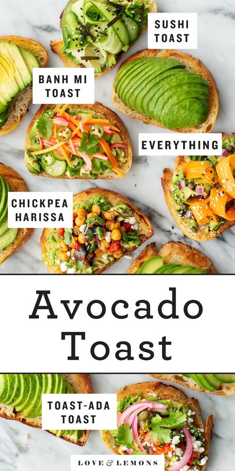 Learn how to make perfect avocado toast! Then, try one of 5 delicious recipe variations. Healthy, fun, and easy to make, avocado toast is the best quick and easy breakfast or lunch. | Love and Lemons #avocado #breakfast #easyrecipe #vegan #healthyrecipes Best Avocado Toast Recipe, Best Avocado Toast, Avocado Cake, Cake Easter, Avocado Toast Recipe, Avocado Breakfast, Quick And Easy Breakfast, Avocado Recipes, Toast Recipes