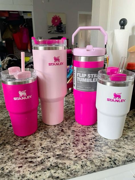 Preppy Tips, Pink Stanley, Stanley Products, Recycled Water Bottles, Trendy Water Bottles, Cute Coffee Cups, Pink Lifestyle, Cute Water Bottles, Pretty Cups