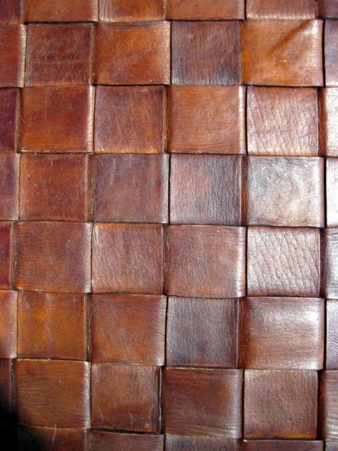 Rich saddle color woven leather rug. Leather Mood Board, Saddle Brown Aesthetic, Woven Leather Wall Art, Leather Fabric Swatches, Leather Swatches Texture, Leather Background Wallpapers Texture, Brown Leather Texture Seamless, Flack Studio, Leather Rug