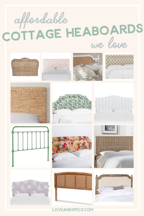 Headboard ideas galore! We're sharing all of our very favorite, budget-friendly, unique cottage style headboards, from upholstered to rustic to wooden to metal to seagrass & more! All of these affordable beauties are perfect for creating that cozy, cottage bedroom vibe & serve as an easy, cheap way to instantly upgrade your sleep space in a big way! Cottage Style Headboards, Cottage Headboard Ideas, Lake House Headboard Ideas, Beach House Headboard Ideas, Coastal Bedroom Headboard, Beachy Headboard Ideas, Beach Headboard Ideas, Coastal Headboard Ideas, Modern Farmhouse Headboard