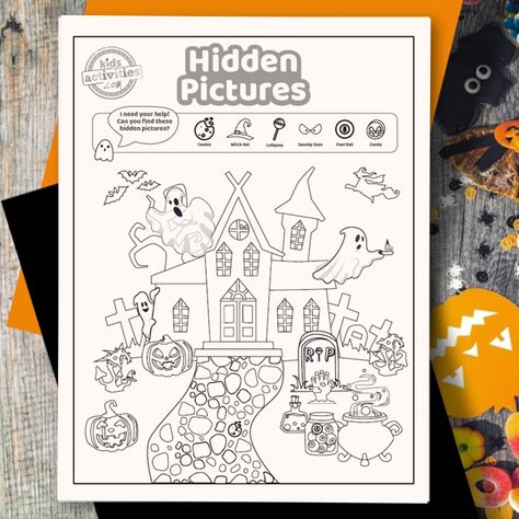 Fun Halloween hidden picture puzzles for kids Halloween Hidden Pictures Printables, Halloween Hidden Pictures, Free Halloween Games, Hidden Pictures Printables, Hidden Picture Games, Halloween Math Worksheets, Halloween Activities Preschool, Hidden Picture Puzzles, Free Halloween Coloring Pages