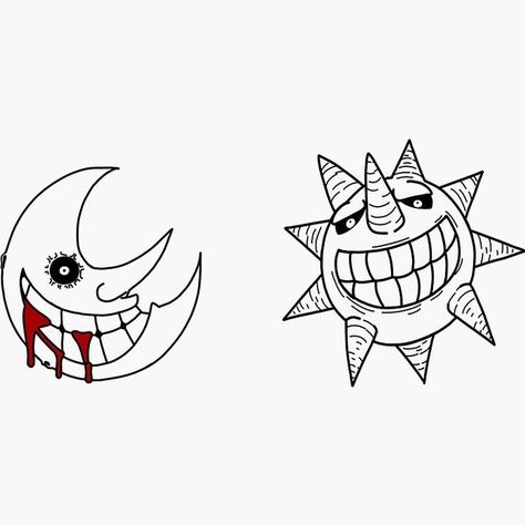 Simple Soul Eater Tattoos, Moon Designs Drawing, Sun And Moon Soul Eater Tattoo, Soul Eater Drawings Easy, Soul Eater Tattoo Stencil, Jjba Tattoo Ideas Simple, Soul Eater Sun Tattoo, Simple Tattoos Anime, Soul Eater Soul Shapes