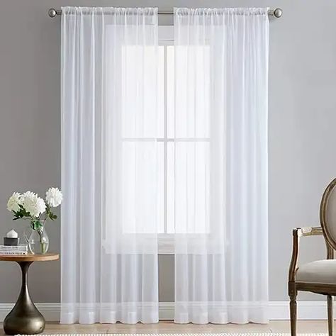 Dining Room Partition, Curtain Balcony, Sheer Curtains Bedroom, Partition Curtain, Window Sheers, White Sheer Curtains, French Windows, Voile Curtains, Sheer Curtain Panels