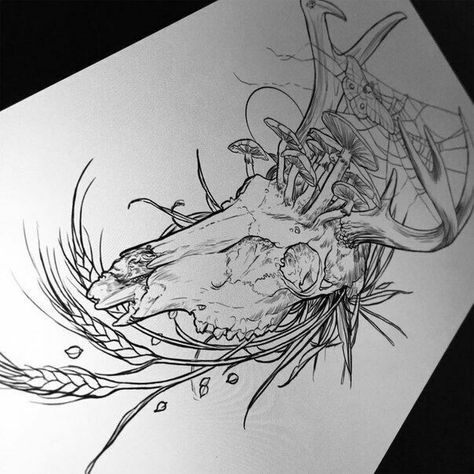 Deer Skull Tattoos, Cowgirl Tattoos, Horse Skull, Skull Sketch, Skull Sleeve, Japan Tattoo Design, Witch Tattoo, Tattoos For Women Half Sleeve, Animal Skull