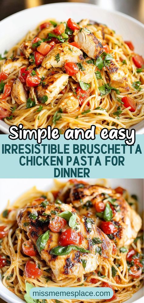 Best Bruschetta Recipe, How To Make Bruschetta, Chicken Bruschetta, Chicken Bruschetta Recipe, Pasta For Dinner, Italian Bruschetta, Bruschetta Pasta, Bruschetta Chicken Pasta, Balsamic Recipe