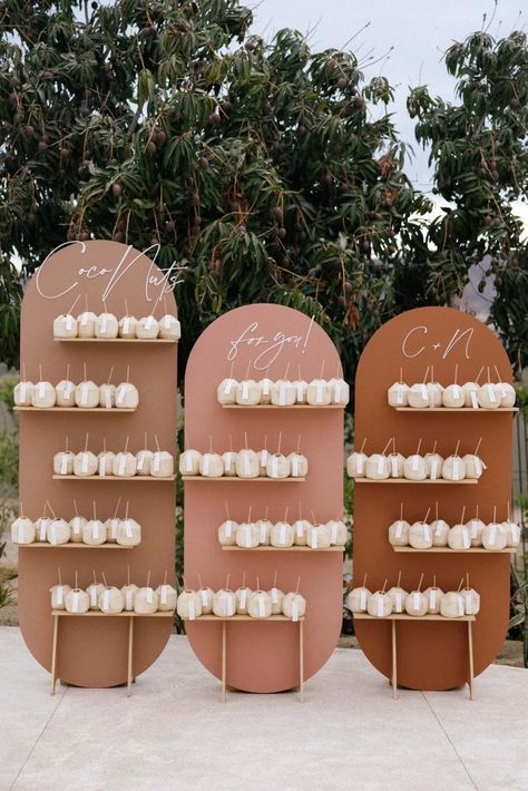 Natalia & Colin – Events by Bliss Drink Wall, Butterfly Garden Party, Tropical Weddings, Cabos Wedding, Coconut Drink, Disney Frames, Los Cabos Wedding, Coconut Drinks, Cabo Weddings