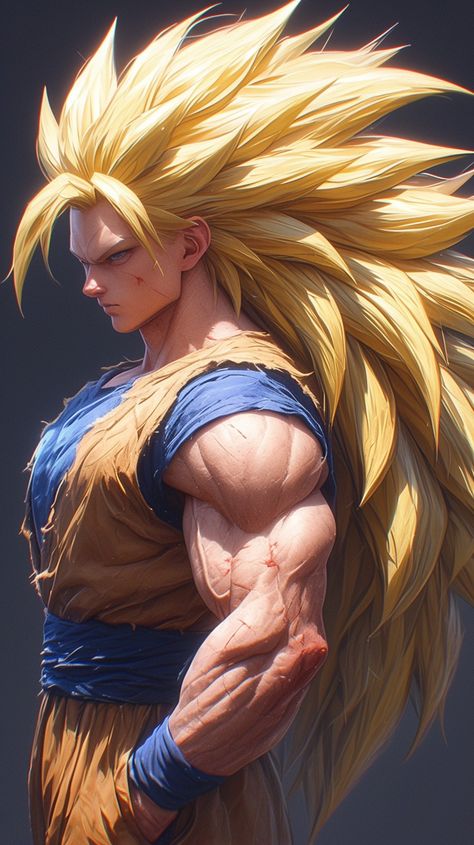 Goku With Tail, Goku Muscle Wallpaper, Goku Hair, Fan Made Dragon Ball Character, Goku Wig, Goku Cosplay, Muscle Boy, Diverse Characters, Dragon Ball Painting