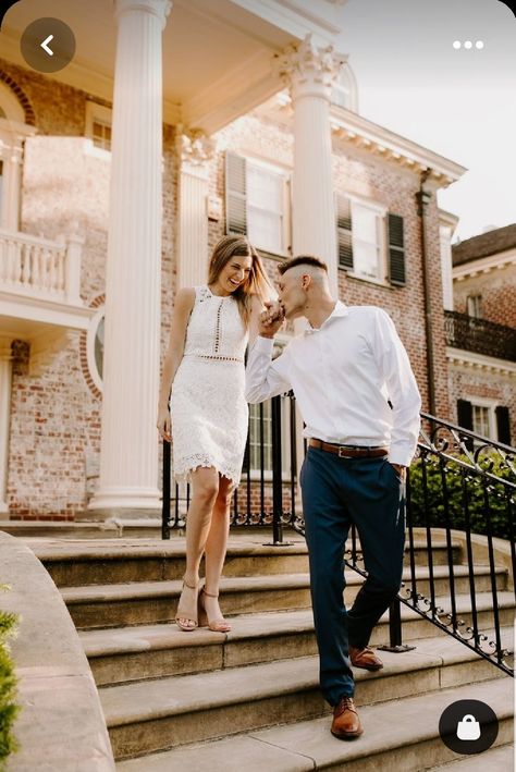 Short Girlfriend Tall Boyfriend Engagement Photos, Semi Formal Engagement Outfit, Men’s Engagement Shoot Outfit, White Dresses For Engagement Pictures, Dressed Up Engagement Photos, Engagement Photo Men Outfit, Engagement Photos Outfits White Dress, Semi Formal Engagement Photos, Campus Engagement Photos