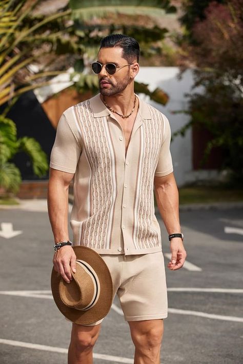 love these 😍 came in a couple days too Mens Clothing Styles Beach, Shorts Men’s Fashion, Goa Wear Men, Mens Palm Springs Outfit, Summer Casual Outfit Men, Home Outfit For Men, Mens Island Outfits, Island Outfit Ideas Men, Men's Old Money Style