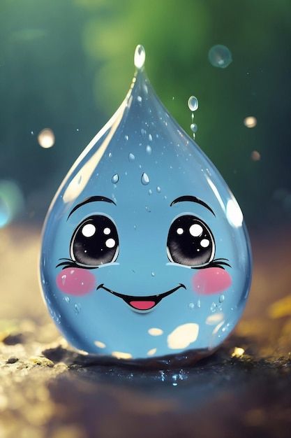 Photo a happy rain water drop | Premium Photo #Freepik #photo Save Water Pictures, Water Conservation Poster, Cool Galaxy Wallpapers, Art Buddha, Android Wallpaper Art, Drop Of Water, Happy Wallpaper, Paper Background Design, Iphone Wallpaper Hipster