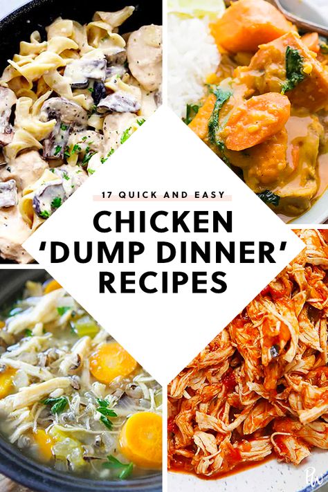 Chicken Dump Dinners, Frozen Chicken Crockpot Recipes, Dump Chicken Recipes, Dump Dinner Recipes, Frozen Chicken Crockpot, Dump Chicken, Crockpot Dump Recipes, Pierogi Casserole, Dump Recipes