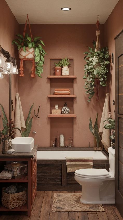 Add warmth and texture to your bathroom with these 15 stylish ways to use natural materials in a Western boho theme. Explore the charm of stone, wood, clay, and bamboo decor. Achieve a unique and grounded vibe by blending rustic Western touches with bohemian creativity. Bathroom Bamboo Decor, Jungle Theme Bathroom, Bathroom Western, Western Boho Bathroom, Western Bathroom, Bamboo Decor, Boho Theme, Bathroom Decor Ideas, Boho Bathroom