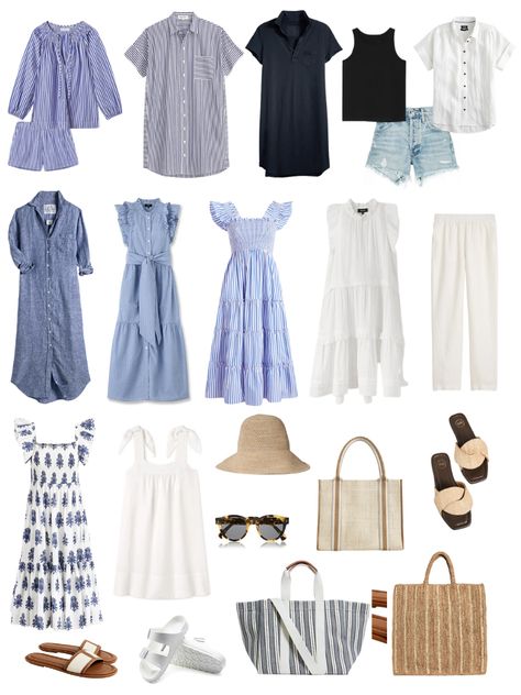 Classic Style: Women's Summer Fashion Cruse Ship Outfits Women, Outfit Ideas Summer Dresses, Summer Outfits Blue, Capsule Wardrobe Casual, Spring Summer Capsule Wardrobe, Coastal Fashion, Flowy Dresses, Classic Style Outfits, Summer Capsule Wardrobe