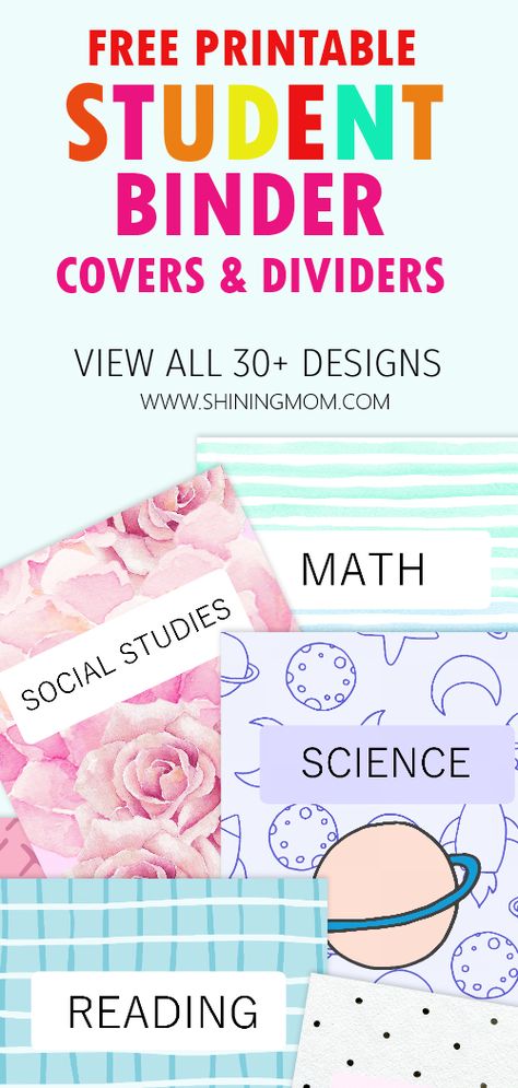 Use these student binder cover free printables to get organized in school. #freeprintables #studentbinder #school Free Printable Binder Covers, Binder Covers Free, College Binder, Cute Binder Covers, Student Binder Covers, School Binder Covers, Binder Labels, Binder Cover Templates, Student Binders