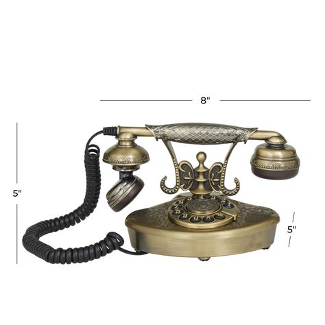 Rosdorf Park Rotary Dial Corded Telephone - Wayfair Canada Rotary Telephone, Vintage Telephone, Home Space, Telephones, Console Tables, Vintage Inspired Design, Table Tops, Store Decor, Antique Collection