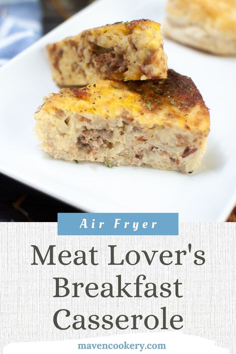 Air Fryer Breakfast Casserole, Air Fryer Breakfast, Crispy Chicken Wings, Bacon And Cheese, Airfryer Recipes, Breakfast Sausage, Easy Air Fryer, Hash Browns, Bacon Cheddar