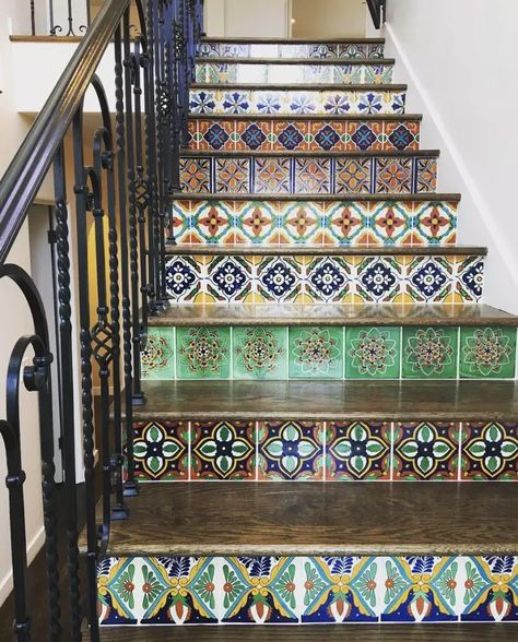 Meditterean House, Medditeranean Style Home, Tiled Staircase, Mediterranean Interior Design, Mediterranean Interior, Mediterranean Style Home, Mediterranean Style Homes, Mediterranean Design, Long Branch