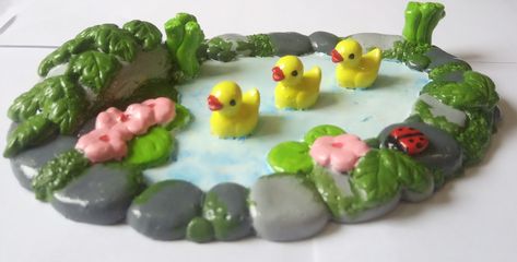 Pond Trinket Dish, Clay Duck Pond, Animal Trinket Dish, Clay Pond Tray, Duck Clay Art, Clay Koi Pond, Clay Pond, Clay Box, Diy Air Dry Clay