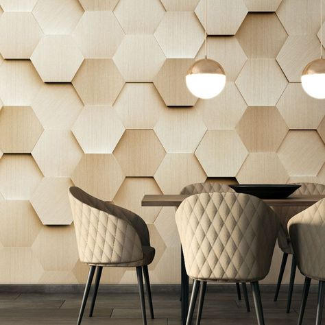 This metallic honeycomb design is urban yet contemporary shadowing and shading create a lifelike 3D effect truly bringing this mural to life and the repetition of little hexagons introduce a sense of flow. 
 Mural is nonrepeating image Feature Wall Design, Statement Wallpaper, Hexagon Design, Honeycomb Design, Diy Wallpaper, Wallpaper Murals, Mural Design, Wallpaper Direct, Garden Wall Art