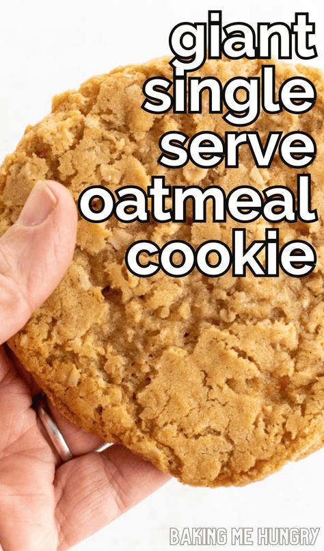 Best Single Serve Oatmeal Cookie Recipe for One Single Oatmeal Cookie Recipe, Oatmeal Cookies Easy 2 Ingredients, Oatmeal Chip Cookies, Best Oatmeal Cookies Ever, Single Oatmeal Cookie, Baking For One, Cookies For One, Simple Oatmeal Cookies, Small Batch Oatmeal Cookies