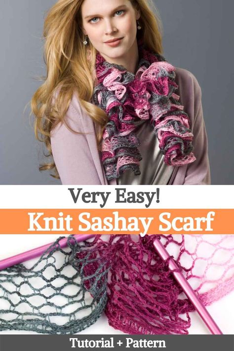 Ruffle Scarf Crochet Pattern, Sashay Yarn Projects, Ribbon Yarn Scarf, Sashay Crochet, Diy Ruffle Scarf, Knitting A Scarf, Sashay Scarf, Crochet Ruffle Scarf, Ruffle Yarn