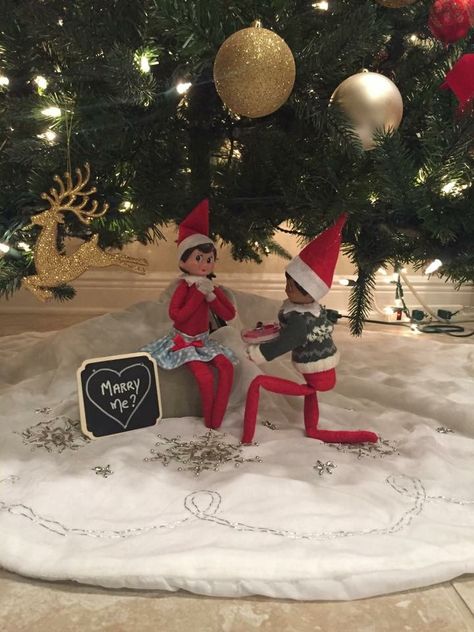 THE ELF ON THE SHELF~ELF PROPOSAL Couple Elf On The Shelf Ideas, Elf Proposal, Elf On The Shelf Wedding Ideas, Boy And Girl Elf Ideas, Elf On The Shelf Aesthetic, Elf Couple Ideas, Elf On The Shelf Couple Ideas, Elf On The Shelf Wedding, Elf On Shelf Wedding