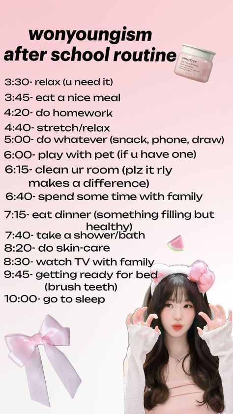 Wonyoung Habits, Routine List, Foods For Clear Skin, Routine School, Summer Routine, Girl Hood, Beginner Skin Care Routine, After School Routine, New Things To Try