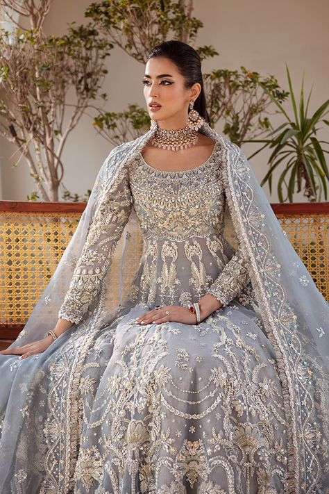 Blue pakistani bridal dress