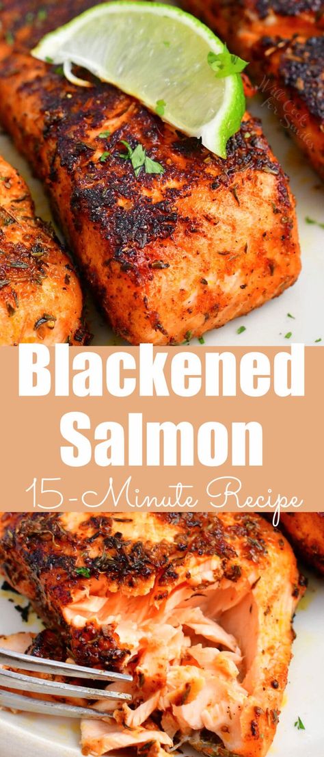 Homemade Blackened Seasoning, Garlic Parmesan Zucchini, Easy Salmon Dinner, Salmon Recipe Pan, Blackened Salmon Recipes, Salmon Food, Seared Salmon Recipes, Salmon Recipes Pan Seared, Homemade Seasoning