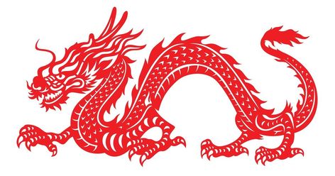 China Dragon, Dragon Chino, Vector Art Design, Red Ink Tattoos, Ancient Animals, Fabric Wall Art, Red Paper, Tattoo Set, Tattoo Sleeve Designs