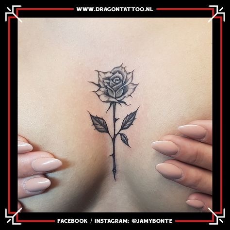 Innerboob rose tattoo.    Designed and tattooed by: Jamy Bonte Dragon Tattoo. Rose Tattoo On Chest, Simple Rose Tattoo, Tattoo On Chest, Heart Beating Fast, Simple Rose, Heart Beat, Next Tattoo, Rose Tattoos, Dragon Tattoo