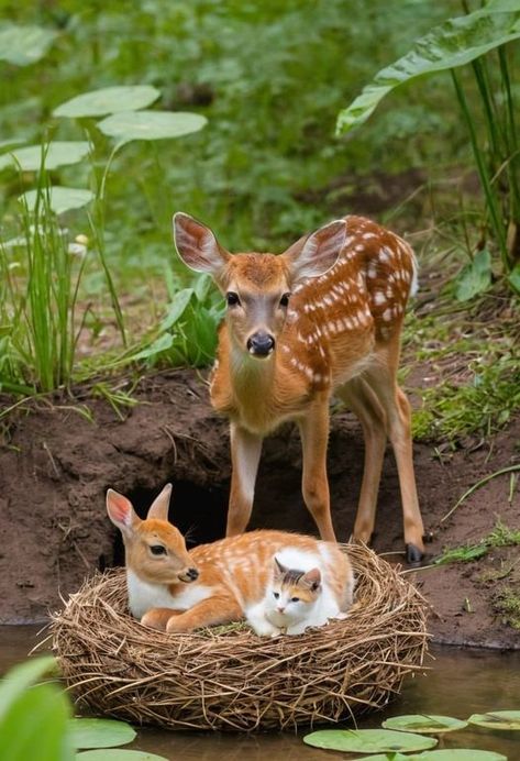 African Animals Photography, Mother And Baby Animals, Pets Pictures, Magical Animals, The Cutest Animals, Deer Photos, Deer Fawn, Animals Friendship, Cutest Animals