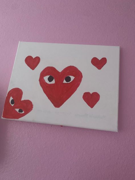 Comme Des Garcons Painting, Valentines Painting, Cute Easy Paintings, Paintings Ideas, Lip Makeup Tutorial, Cute Canvas Paintings, Heart Painting, Cute Canvas, Diy Canvas Art Painting