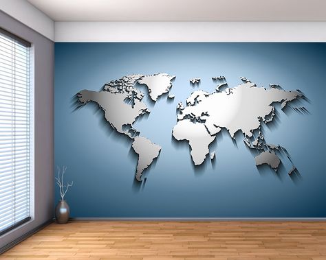 Modern World Map, Shower Floor Tile Ideas, Youth Room Ideas, Map Mural, Wall Decora, Background Camera, Baddie Apartment Ideas, Map Room, Wallpaper Removal