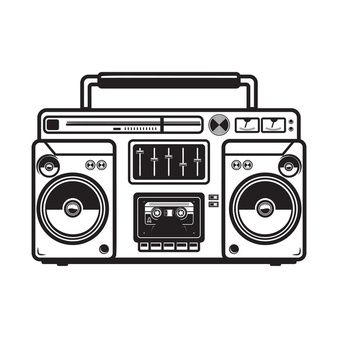 Boombox Drawing, White Background Design, Cassette Audio, Emoji Art, Desenho Tattoo, T Shirt Image, Vintage Radio, Logo Label, Band Posters