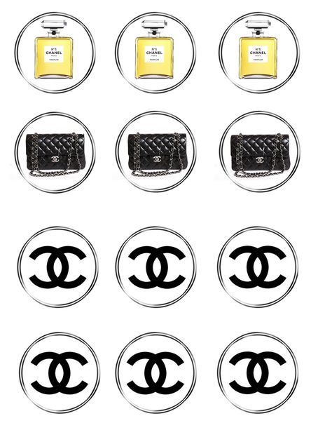 Chanel inspired party printables | free chanel cupcake topper and wrapper files Chanel Inspired Party, Chanel Cupcakes, Chanel Printable, Chanel Stickers, Chanel Baby Shower, Coco Chanel Party, Coco Chanel Wallpaper, Chanel Birthday Party, Chanel Birthday